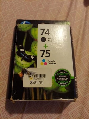 Genuine HP 74 75 Ink Cartridge Combo-for HP C4480 C4580 Printer-Exp 08/22 - Image 1 of 2