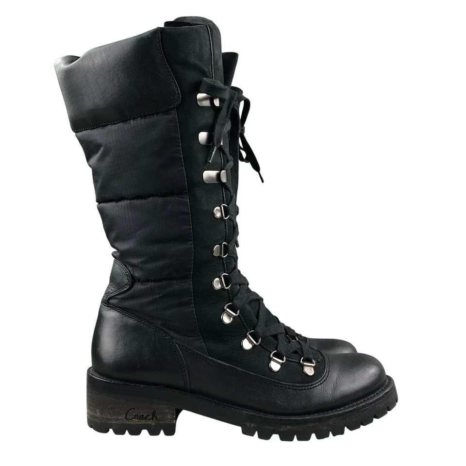 Coach Women's Size 8.5B Beverly Black Closed Toe Lace-Up Quilted Combat Boots - Image 1 of 4