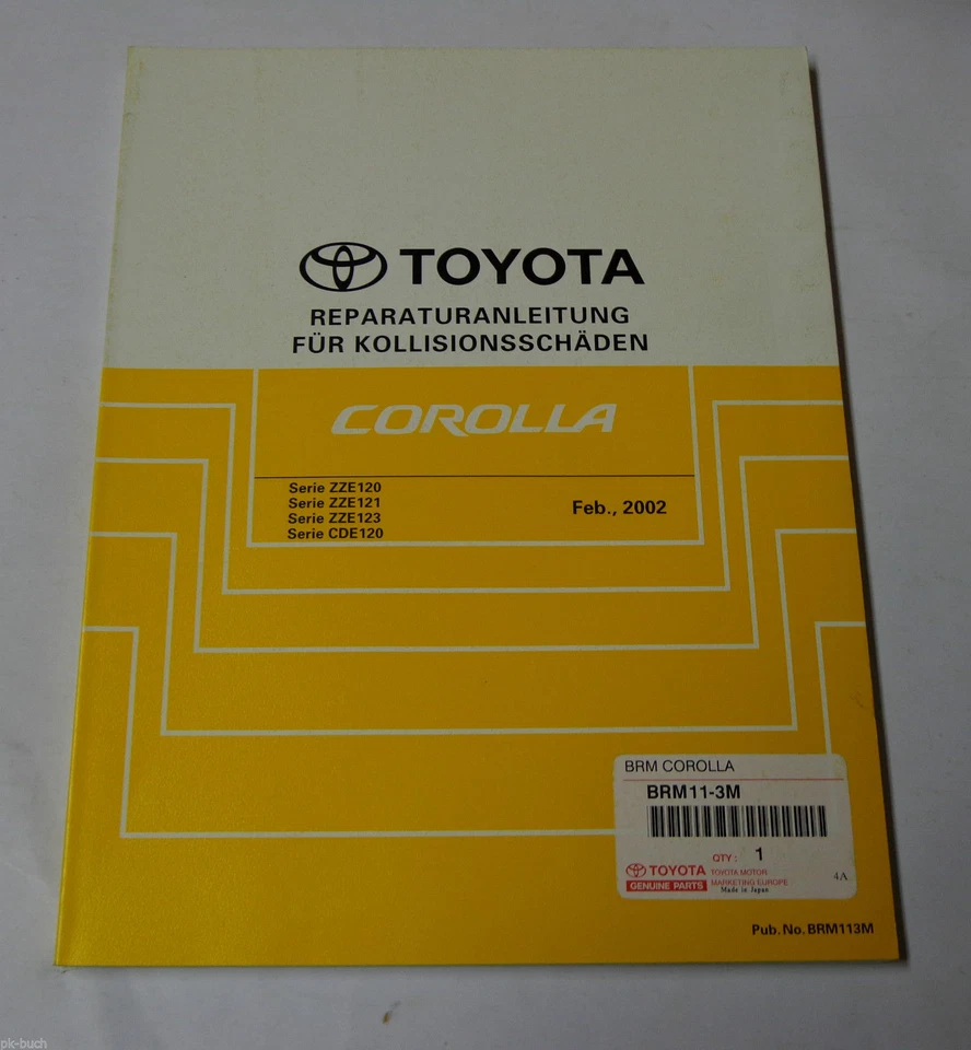 Manual de Taller Toyota Corolla Carrocería/Esmaltado, Stand 02/2002 - Imagen 1 de 1