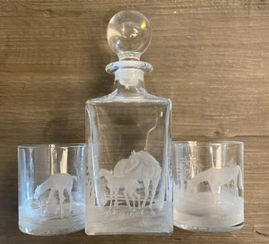 Juego de jarra y vaso cuadrado de vidrio ecuestre caballo colección SP - Imagen 1 de 24