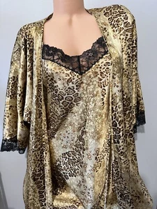 Vintage Nightgown Robe Set Gilligan O Malley Lingerie Large Small Combo Leopard - Bild 1 von 16