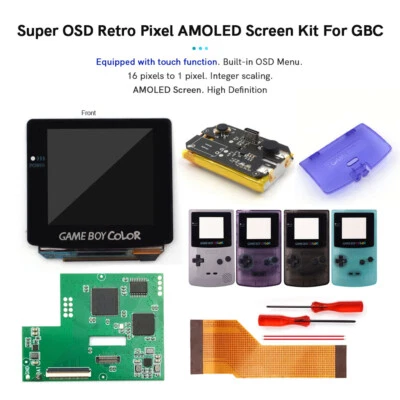 Touch Laminated OLED Screen AMOLED Screen+Pre-cut Case W/1500mAh Battery For GBC - Image 1 of 4