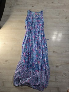Lilly Pulitzer For Target Large Girls Dress Blue Pink Maxi Sleeveless - Picture 1 of 4