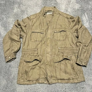 Tommy Bahama Jacket Mens XL Beige Linen Island Aloha Cargo Chore Coat - Picture 1 of 8