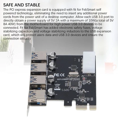 ɪUSB 3.0 PCI Express Expansion Card Support For 2000 System 5Gbps 4 - Image 1 of 4