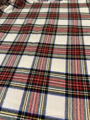 100% Wool Plaid Fabric 60" X 2.75 Yards Red Blue Green Yellow Blue White Black - Image 1 of 4