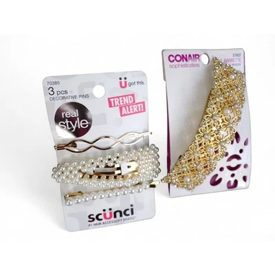 Pinzas para el cabello Conair Scunci 3 piezas pasador de perlas de imitación diamantes de imitación  Foto 1 de 2