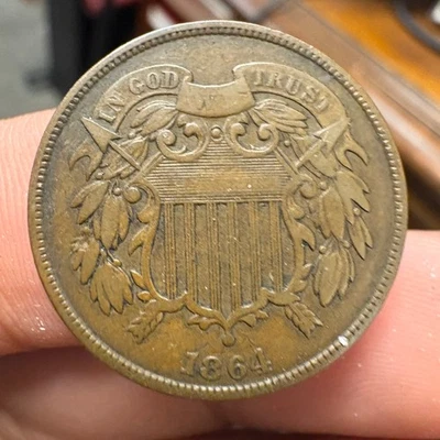 1864 Two Cent Piece Rotated 180° - Image 1 of 3