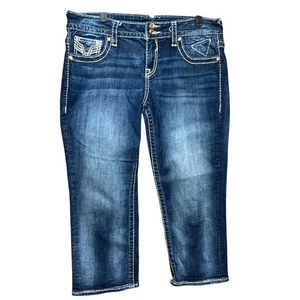 Vigoss The New York Capri Jeans Womens Size 11/12 Dark Wash Embellished Pockets - Picture 1 of 15