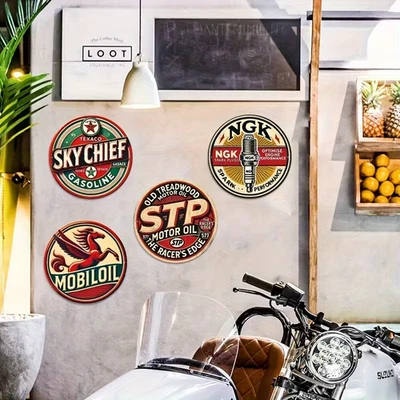 Lote de 4 letreros metálicos estilo gasolina aceite motor vintage texaco letreros de bomba de gas Foto 1 de 4