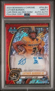2024 BOWMAN U CHROME LUTHER BURDEN III RED SHIMMER /5 AUTO #PA-LBU PSA 9 - Picture 1 of 2