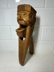 VTG Wooden Old Man W Cap Nut Cracker Handcrafted Rustic Primitive, Black Forest? - Picture 1 of 14