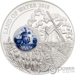 LAND OF WATER Tierra Aguas Molino Royal Delft Moneda Plata 10$ Cook Islands 2018 - Imagen 1 de 4