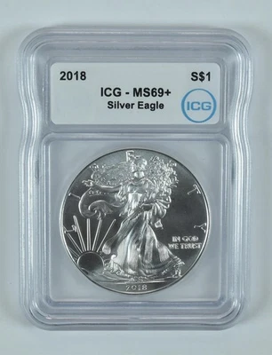 2018 American Silver Eagle MS69+ ICG - Image 1 of 4