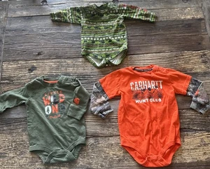 3- Carhartt Baby Boys Camo Orange Future Hunter Snap Bodysuit 6mo &12mo & 24m - Picture 1 of 8