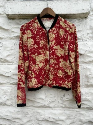 Chaqueta Ralph Lauren Para Mujer Roja Floral Cremallera Informal Todos los Días Denim Suministro Foto 1 de 4