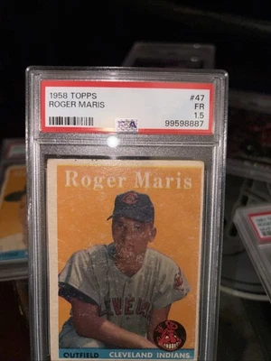 Коллекционная антикварная карточка дебютанта Роджера Мариса PSA 1 Indians Topps 1958 радиоуправляемая винтажная! - Изображение 1 из 2