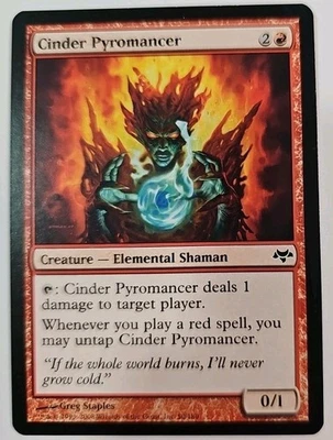 MTG Magic The Gathering Card Cinder PyromancerCreature Elemental Shaman Red  - Image 1 of 2