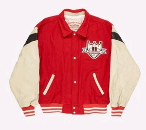 Vtg Budweiser Leather & Wool USA Varsity Baseball W/Tag Distributer Jacket  - Picture 1 of 12