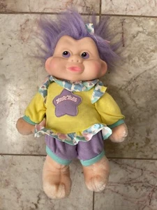 Vintage 1991 Applause Magic Troll 10" Plush Doll W Brush Purple Hair - Picture 1 of 4