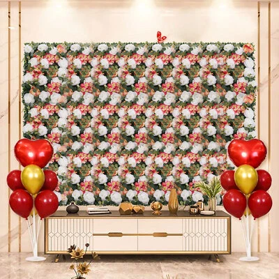 6PCS Artificial Flower Wall Panels Romantic Floral Background for Wedding Decor - Image 1 of 4