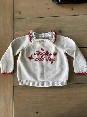 Рождественский свитер Tahari Baby Jingles And Joy с оборками и воротником размер 6-9 месяцев - Изображение 1 из 4