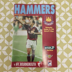 WEST HAM UNITED vs BOURNEMOUTH 1999 - 2000 Fußball Programm HANDSIGNIERT SIGNED - Bild 1 von 18