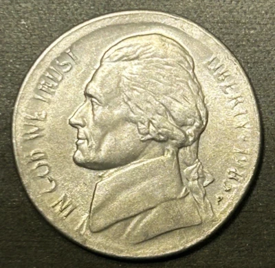 Mint Error Broad Strike Out of Collar 1985 P Jefferson Nickel. Ungraded. - Image 1 of 2