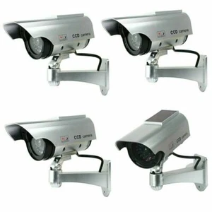 4X Solar Bullet Fake Dummy Surveillance Security Cameras CCTV & Record Light - Picture 1 of 6