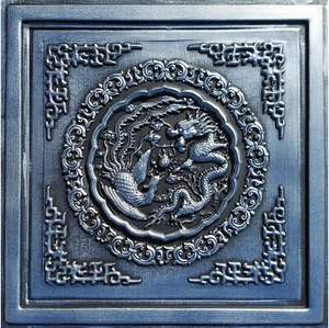 Phoenix and Dragon Oriental Wall Panel 2' x 2' PVC PHOENIX Silver Black - Picture 1 of 2