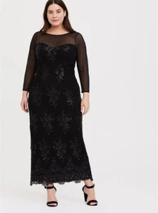 Torrid Black Sequin Mesh Dress Special Occasion NWT New 14X - Picture 1 of 5
