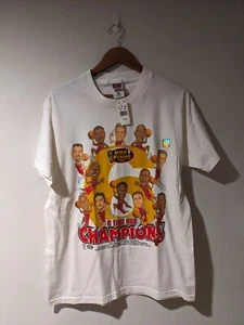 Vintage 1998 Chicago Bulls 6 Time Champion Caricature White Medium T-Shirt - Picture 1 of 7