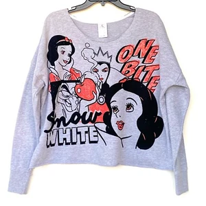 Felpa DISNEY Medium Biancaneve Princess One Bite Crop bordo arrotolato grigio cotone - Foto 1 di 5