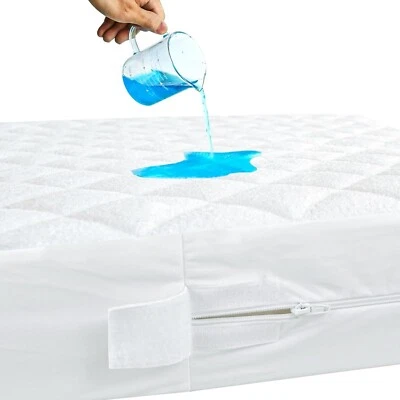 "Cubierta de colchón acolchada de bambú impermeable con cremallera 6 lados 52""x28""" Foto 1 de 4