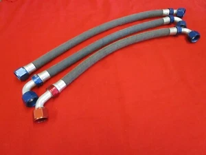 THREE -12 AEROQUIP STARTLITE BLUE HOSE AND FITTINGS 24"-26" LONG - Picture 1 of 4