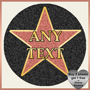 Personalised Hollywood Star Movie Film Theme Party Stickers - Hen Night Birthday