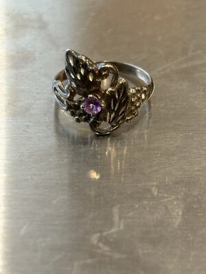 Anillo de plata esterlina 925 estilo Black Hills vintage con piedras preciosas de amatista talla 6 3 Foto 1 de 4