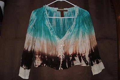 Womens OLD NAVY  Multi Color Tie Dye Design Cropped Shirt/ Blazer Size XS - Image 1 of 4