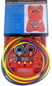 Juego de pruebas y cargas de aluminio con mangueras medidor colector aire acondicionado HVAC R1234YF - Imagen 1 de 5