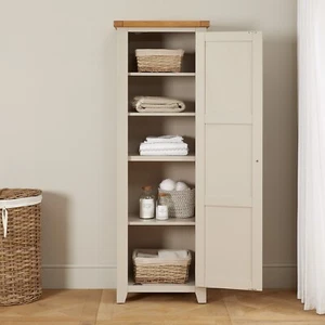 Downton Grey Painted Single Shaker Linen Storage Cupboard - DT74-LIN - Picture 1 of 12