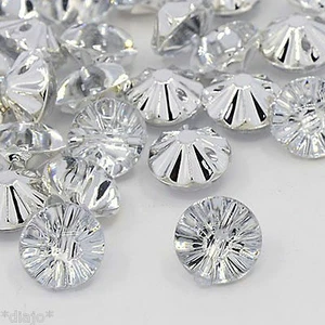 8 weiss / klar Acryl Strass Kristall Knöpfe elegant Bestseller 13mm * - Bild 1 von 3