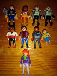 Playmobil Figures Lot Of 9 (Daphne,Firefighter,BMX,Buccaneer, Lumberjack) - Picture 1 of 1