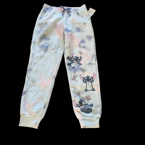 GIRLS DISNEY LILO & STITCH Sz Large TIE DYE  FLEECE LINED LOUNGE PANTS/joggers - Picture 1 of 5