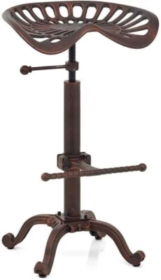 Industrial Bar Stool Farmhouse Tractor Seat Counter Adjustable Chair (Copper) - Image 1 of 4