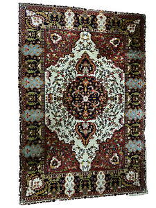 Hand Made Area Rug / Carpet Center Medallion Garden Design Paisley RARE