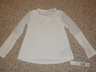 DKNY Shirt Top Sheer Long Sleeve Special Occasion Rhinestone Girls Size 5 - Image 1 of 2
