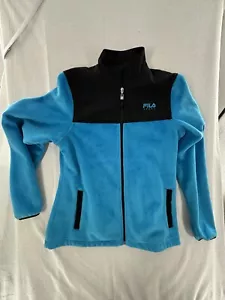 FILA Sport Women's Blue Black Fleece Full Zip Jacket, Size Medium - Picture 1 of 8