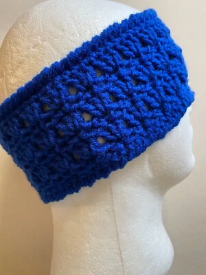NEW HandMade Crochet Knitted Hat HeadBand Adult/teen EAR WARMER earwarmers blue - Image 1 of 4