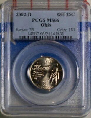 2002 D 25C Clad Ohio State Quarter MS 66 PCGS 14007.66-21141890 + Bonus - Image 1 of 2