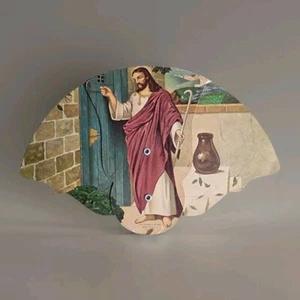 1930's Vintage Grocery Market Folding Fan Jesus Religious Advertising Fan Texas - Picture 1 of 15
